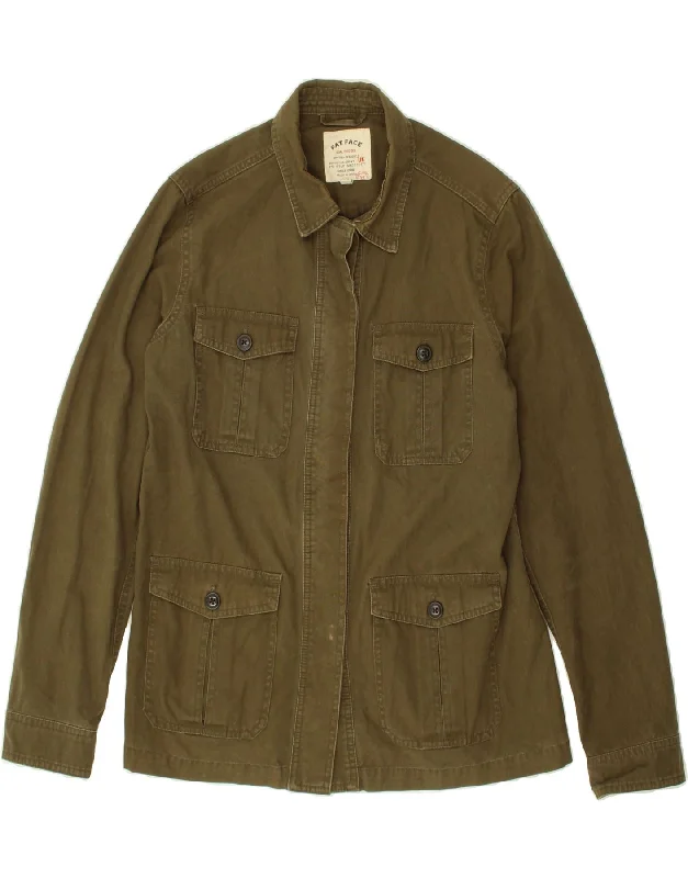 FAT FACE Womens Utility Jacket UK 12 Medium Khaki Cotton Fleece Fabric Down Fabric Feather Fabric FAT FACE Womens Utility Jacket UK 12 Medium Khaki Cotton Fleece Fabric Down Fabric Feather Fabric