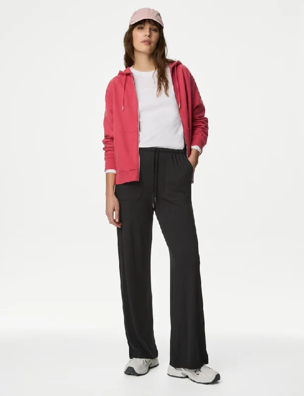 Jersey Wide Leg Trousers V Neck Jersey Blouse