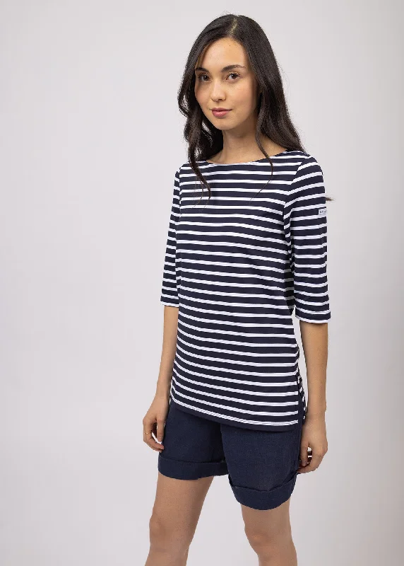 Marinière anti-UV Phare - à col bateau en jersey (NAVY/NEIGE) Bronze Jersey Tee