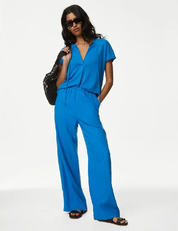 Jersey V-Neck Blouse Boat Neck Jersey Shirt