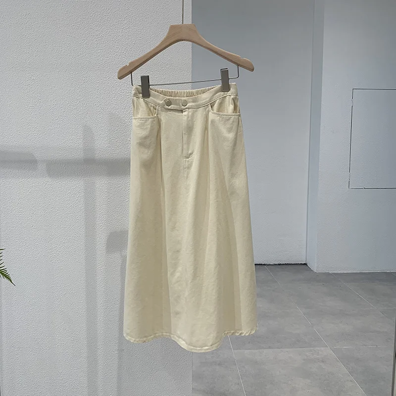 Women Fashion Elegant Mid-Length Solid Color Pocket Office Chic Skirt corduroy skirt textured Women Fashion Elegant Mid-Length Solid Color Pocket Office Chic Skirt corduroy skirt textured
