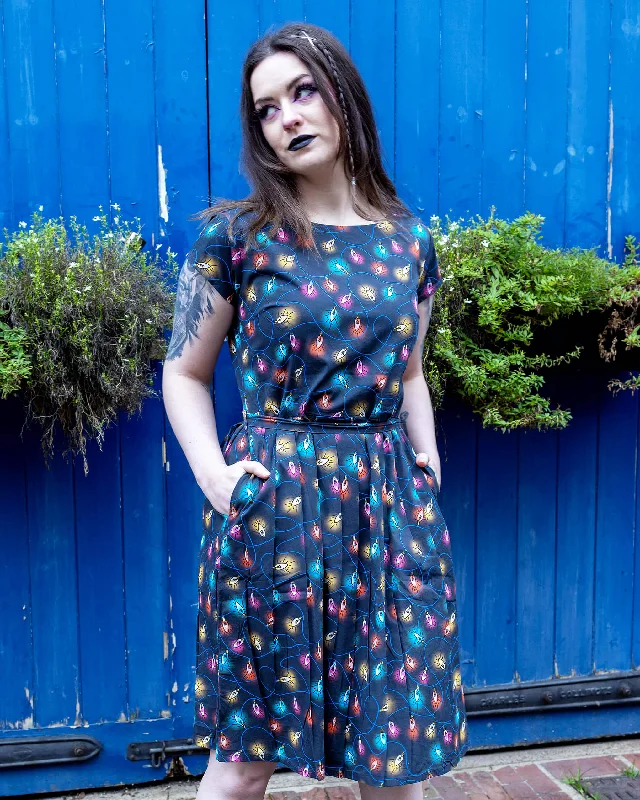 Festive: Fairy Lights Stretch Belted Tea Dress with Pockets Tunics Luxurious high-end