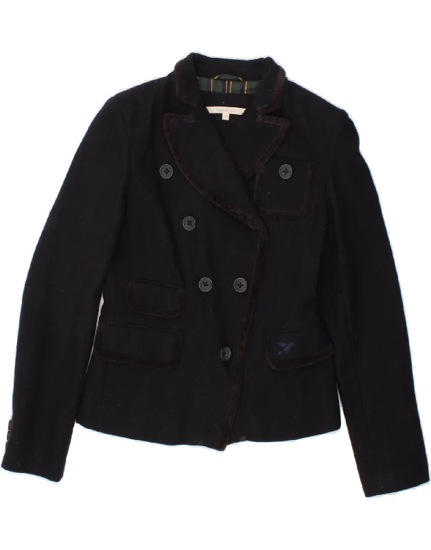 VINTAGE Womens Loose Fit Double Breasted Blazer Jacket US 2 XS Navy Blue Embroidered Jacket Appliqued Jacket Beaded Jacket VINTAGE Womens Loose Fit Double Breasted Blazer Jacket US 2 XS Navy Blue Embroidered Jacket Appliqued Jacket Beaded Jacket