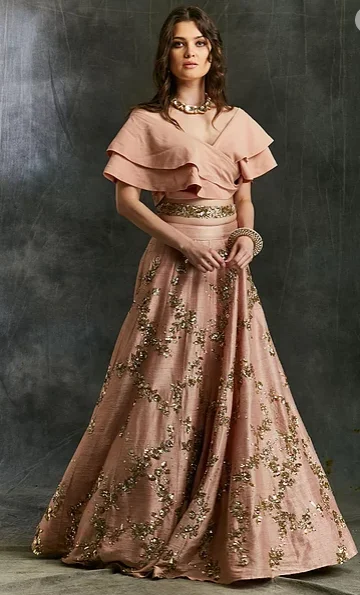 Astha Narang Off Shoulder Crop Top With Sequin Jaal Lehenga Front Pockets Side Pockets Patch Pockets Astha Narang Off Shoulder Crop Top With Sequin Jaal Lehenga Front Pockets Side Pockets Patch Pockets