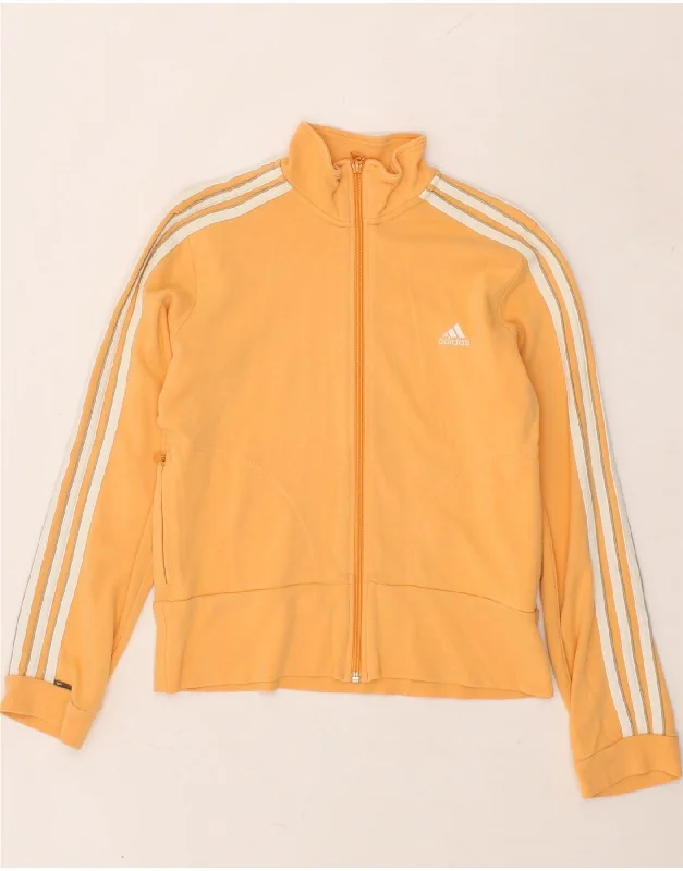 ADIDAS Womens Tracksuit Top Jacket UK 12 Medium Orange Cotton Boat Neck Shawl Collar Notched Collar ADIDAS Womens Tracksuit Top Jacket UK 12 Medium Orange Cotton Boat Neck Shawl Collar Notched Collar