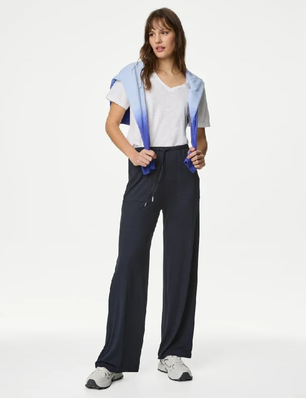 Jersey Wide Leg Trousers Round Neck Jersey Tee