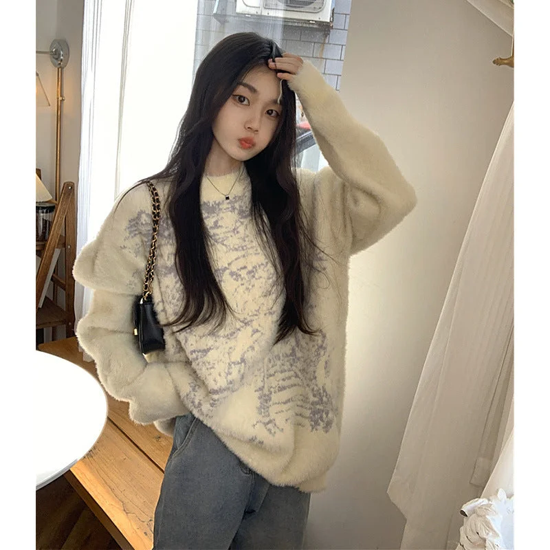 Advbridge harajuku fashion dress to impress Korean Style Soft Glutinous Mink Wool Sweater Women's Autumn Gentle Style Sweater Loose High-Grade Top Thickened Graphic Sweater Embroidered Appliqued Advbridge harajuku fashion dress to impress Korean Style Soft Glutinous Mink Wool Sweater Women's Autumn Gentle Style Sweater Loose High-Grade Top Thickened Graphic Sweater Embroidered Appliqued
