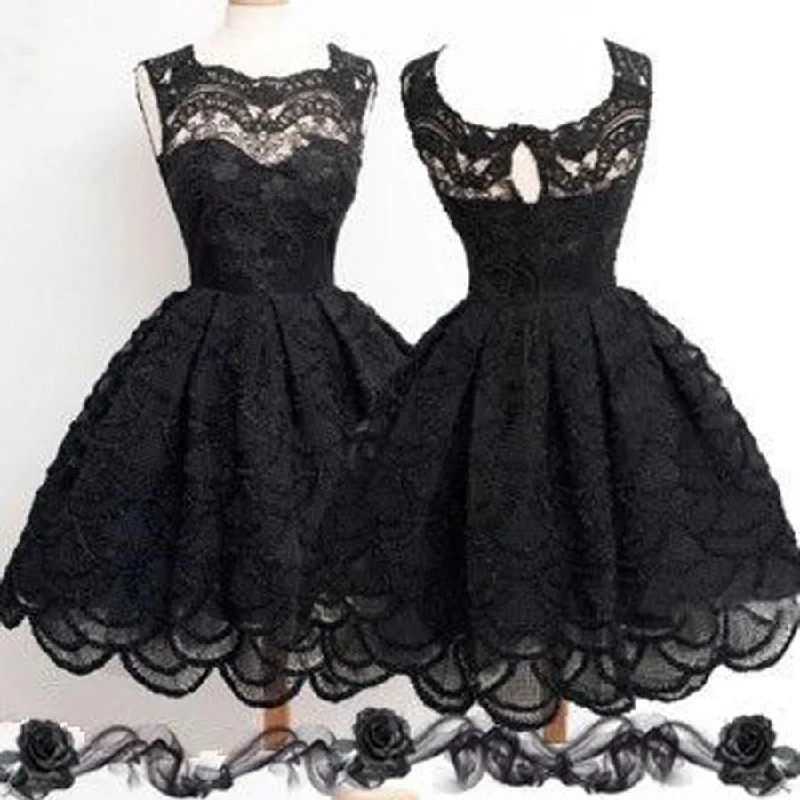 Black lace simple modest vintage freshman homecoming prom dresses, BD00129 Tunics Custom made Black lace simple modest vintage freshman homecoming prom dresses, BD00129 Tunics Custom made