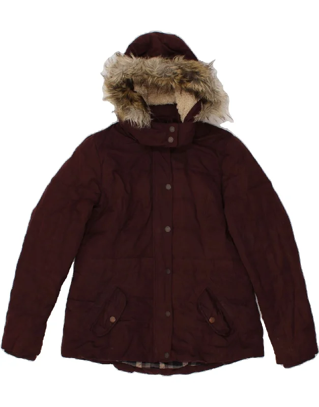 FAT FACE Womens Hooded Padded Jacket UK 14 Large Burgundy Polyester Wool Fabric Cashmere Fabric Tweed Fabric FAT FACE Womens Hooded Padded Jacket UK 14 Large Burgundy Polyester Wool Fabric Cashmere Fabric Tweed Fabric