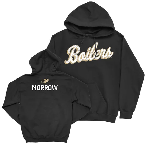 Women's Tennis Black Script Hoodie - Ellie Morrow Hoodie with Frayed Bohemian Relaxed Women's Tennis Black Script Hoodie - Ellie Morrow Hoodie with Frayed Bohemian Relaxed