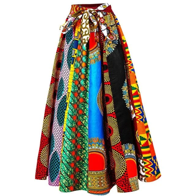 Maxi Woman skirt wax Print High Waist Long Skirt African Traditional Clothing low waist skirt