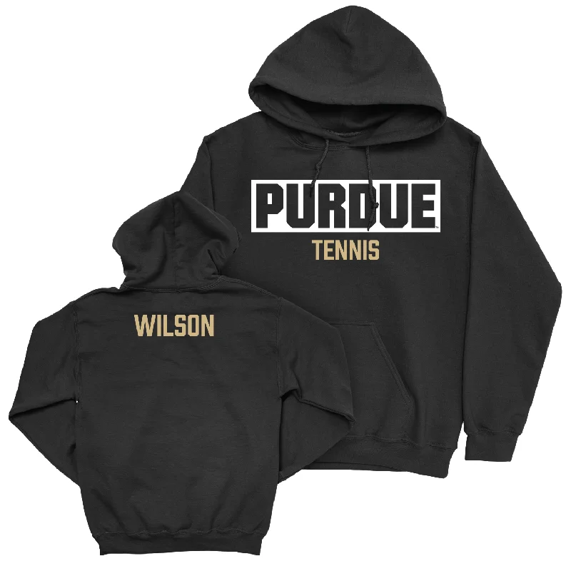 Women's Tennis Black Staple Hoodie - Ashlie Wilson Hoodie with Rolled Sleeves Casual Relaxed Women's Tennis Black Staple Hoodie - Ashlie Wilson Hoodie with Rolled Sleeves Casual Relaxed