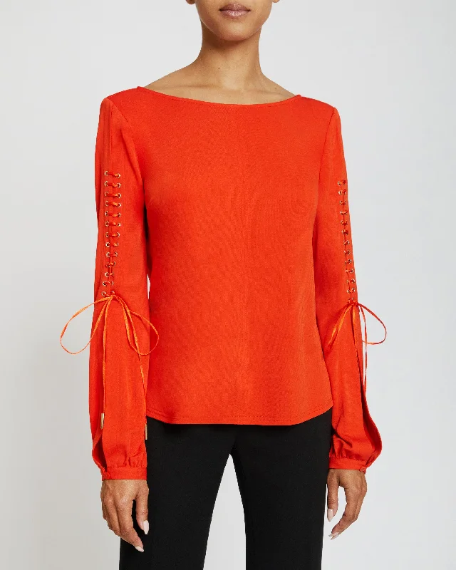 LIVI Long Sleeve Top with Grommet Detail in Luxury Jersey Organic Jersey Tee