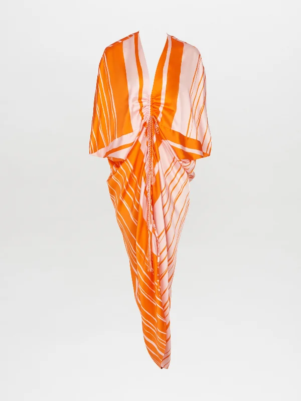 Cloister Dress Orange Pink Tunics Satin smooth