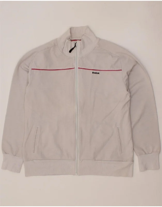 REEBOK Womens Tracksuit Top Jacket UK 18 XL White Cotton Notch Collar Peter Pan Collar Cowl Neck REEBOK Womens Tracksuit Top Jacket UK 18 XL White Cotton Notch Collar Peter Pan Collar Cowl Neck