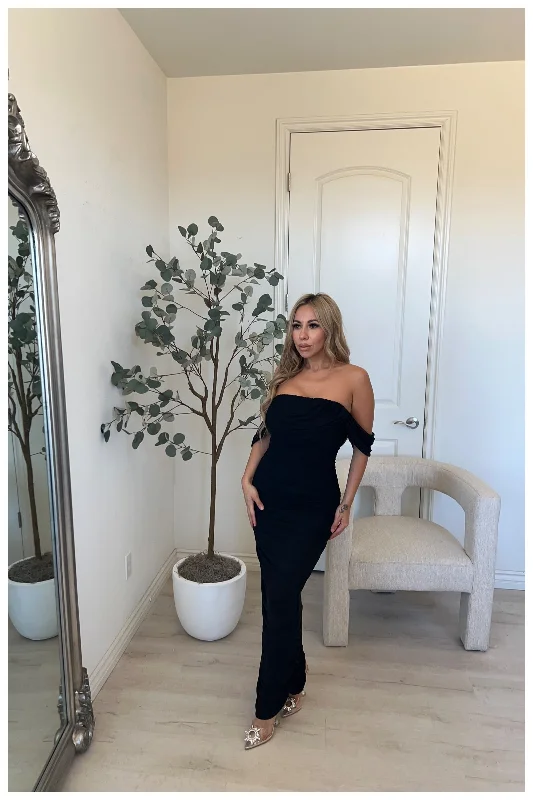 Sultry Desire Dress (Black) Cowl Neckline Elegant