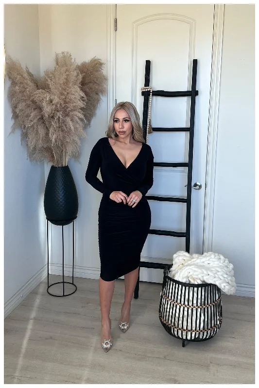 Divine Dress (Black) A-Line Day Work