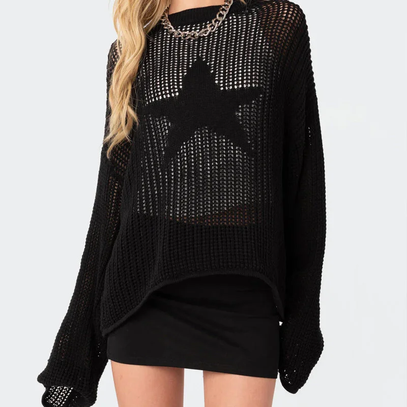 Advbridge frat outfits 2024 Autumn and Winter Knitted Five-Pointed Star Sweater Y2g Loose plus Size Clothing Women's Casual Hooded Caped Shawl Collar Advbridge frat outfits 2024 Autumn and Winter Knitted Five-Pointed Star Sweater Y2g Loose plus Size Clothing Women's Casual Hooded Caped Shawl Collar