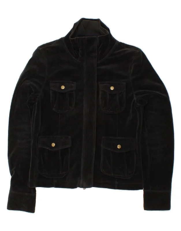 ARMANI JEANS Womens Velvet Utility Jacket UK 18 XL Black Cotton Fleece Fabric Down Fabric Feather Fabric ARMANI JEANS Womens Velvet Utility Jacket UK 18 XL Black Cotton Fleece Fabric Down Fabric Feather Fabric