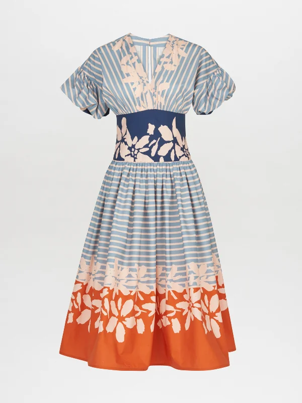 Fulvia Dress Celeste Orange Tunics Denim casual