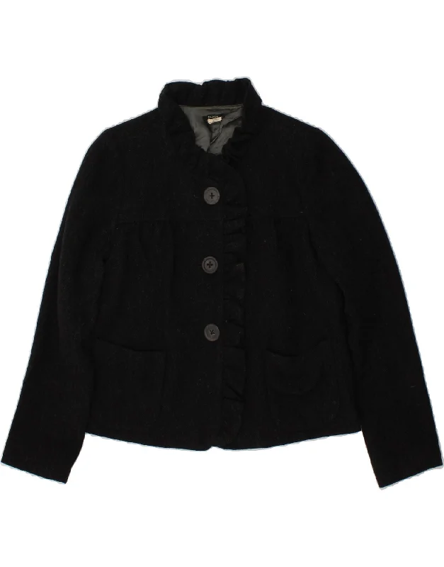 J. CREW Womens 3 Button Blazer Jacket US 6 Medium Black Wool Knit Fabric Woven Fabric Fleece Fabric J. CREW Womens 3 Button Blazer Jacket US 6 Medium Black Wool Knit Fabric Woven Fabric Fleece Fabric