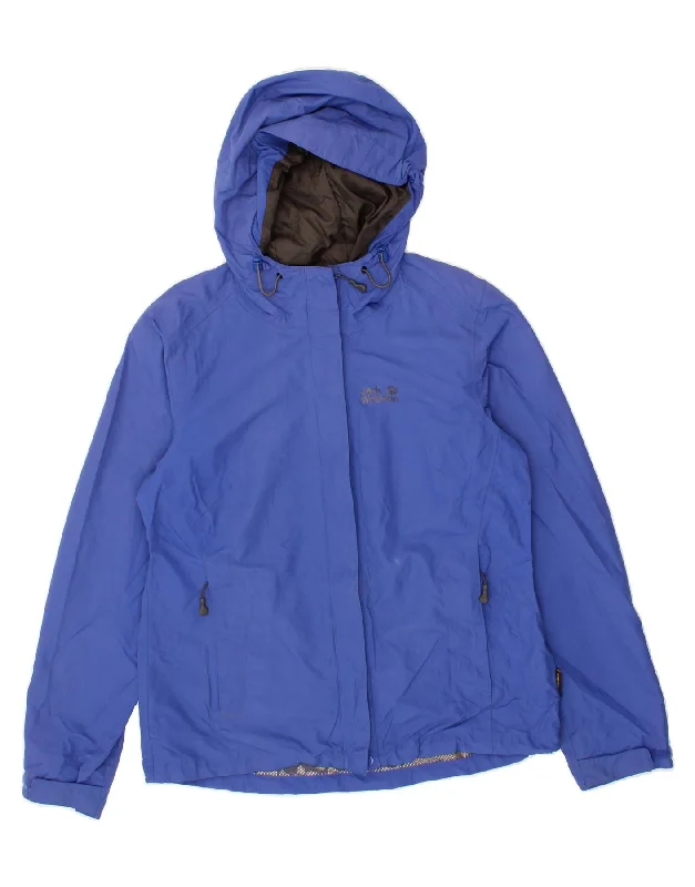 JACK WOLFSKIN Womens Hooded Windbreaker Jacket UK 12 Medium Blue Polyamide Cardigan Sweater Pullover