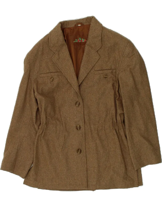 VINTAGE Womens 3 Button Blazer Jacket IT 46 Large Brown Anorak Shell Jacket Lightweight Jacket VINTAGE Womens 3 Button Blazer Jacket IT 46 Large Brown Anorak Shell Jacket Lightweight Jacket