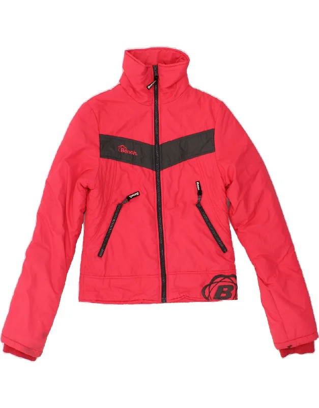 BENCH Womens Windbreaker Jacket UK 14 Medium Pink Colourblock Polyester Cardigan Sweater Pullover BENCH Womens Windbreaker Jacket UK 14 Medium Pink Colourblock Polyester Cardigan Sweater Pullover