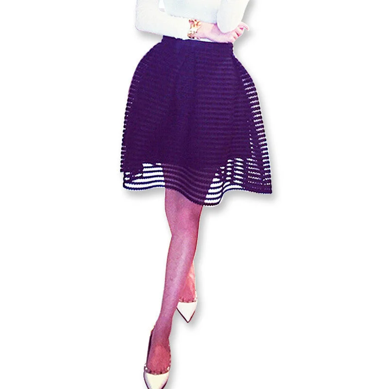 summer autumn style fashion skirt womens striped hollow-out fluffy skirt swing skirt ladies Black/White Ball Gown floral skirt print summer autumn style fashion skirt womens striped hollow-out fluffy skirt swing skirt ladies Black/White Ball Gown floral skirt print