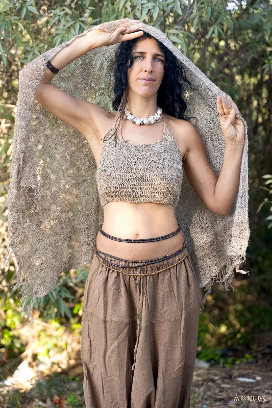 Wild Hemp Knitted Crop Top ~ Organic Wild Plant Fiber Top Rayon Fabric Velvet Fabric Corduroy Fabric Wild Hemp Knitted Crop Top ~ Organic Wild Plant Fiber Top Rayon Fabric Velvet Fabric Corduroy Fabric