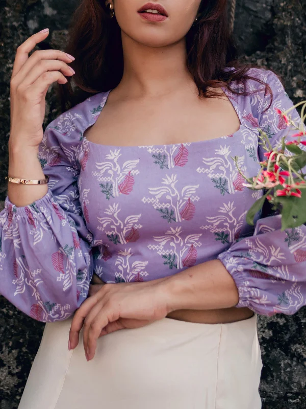 ESCADA Stella Crop Top Glossy Grape Collared Crew Neck Turtle Neck