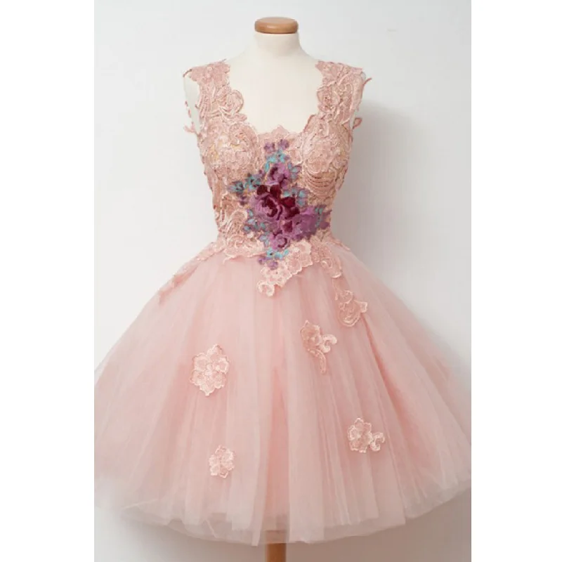 Popular Pink Tulle A-line Homecoming Dress, Applqiue Sleeveless Homecoming Dress, D1367 Tunics Sale discount Popular Pink Tulle A-line Homecoming Dress, Applqiue Sleeveless Homecoming Dress, D1367 Tunics Sale discount