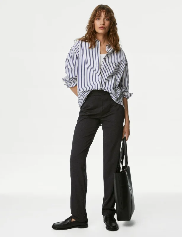 Jersey Straight Leg Trousers with Stretch Premium Jersey Tee