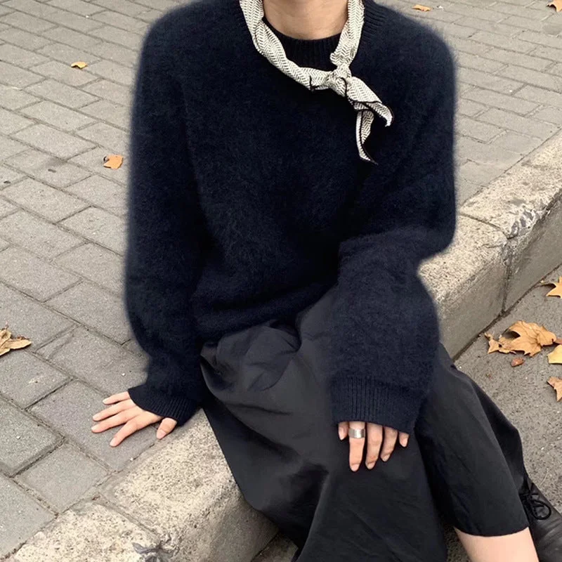 Advbridge olivia rodrigo costume Women's Faux Mink Velvet Sweater Autumn and Winter Loose Soft Glutinous Lazy Wind Outerwear Mohair Sweater round Neck Top Thickened Print Jacquard Patchwork Advbridge olivia rodrigo costume Women's Faux Mink Velvet Sweater Autumn and Winter Loose Soft Glutinous Lazy Wind Outerwear Mohair Sweater round Neck Top Thickened Print Jacquard Patchwork