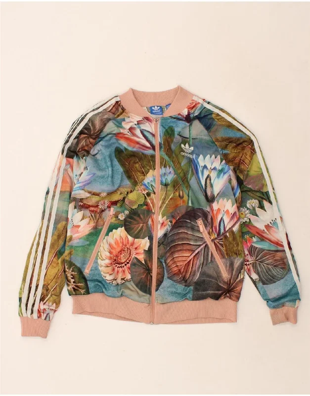 ADIDAS Womens Graphic Tracksuit Top Jacket UK 18 XL Multicoloured Floral Faux Fur Jacket Real Fur Jacket Shearling Jacket ADIDAS Womens Graphic Tracksuit Top Jacket UK 18 XL Multicoloured Floral Faux Fur Jacket Real Fur Jacket Shearling Jacket