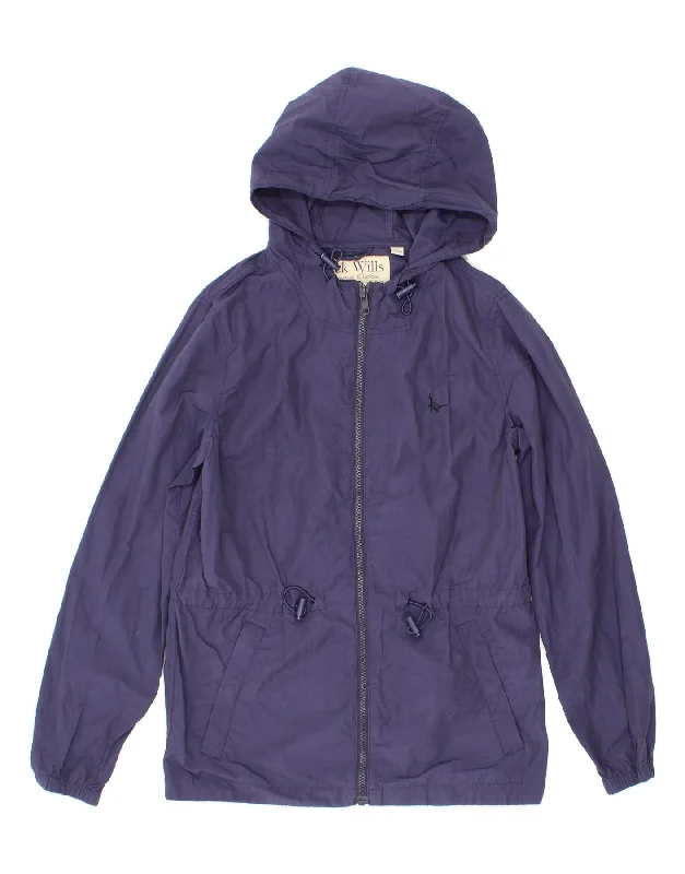 JACK WILLS Womens Hooded Rain Jacket UK 8 Small Blue Cotton Fleece Jacket Down Jacket Parka JACK WILLS Womens Hooded Rain Jacket UK 8 Small Blue Cotton Fleece Jacket Down Jacket Parka