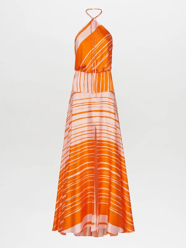 Agnese Dress Orange Pink Crew Neckline Sporty