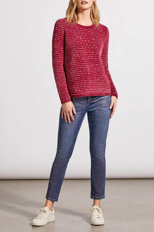 TEXTURED KNIT CREW NECK SWEATER - PORT WINE Fleece Fabric Down Fabric Feather Fabric TEXTURED KNIT CREW NECK SWEATER - PORT WINE Fleece Fabric Down Fabric Feather Fabric