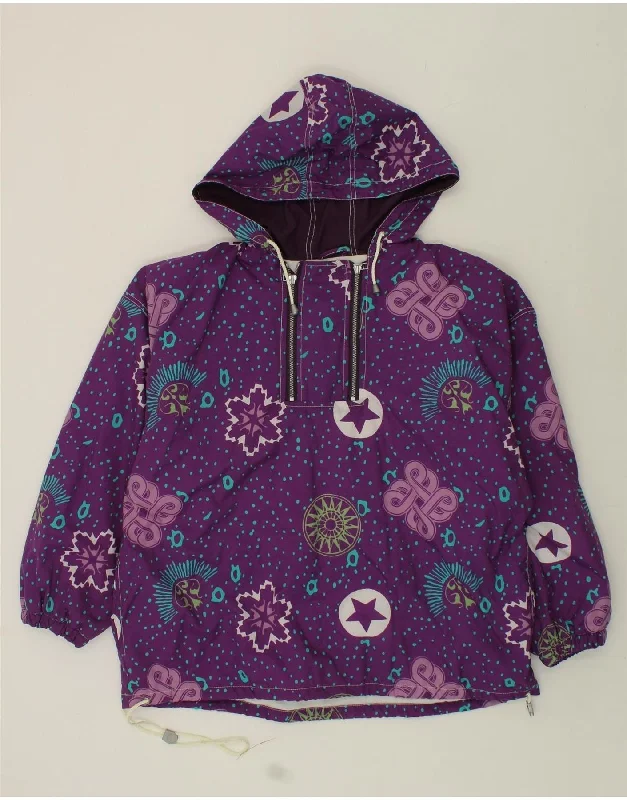 VINTAGE Womens Abstract Pattern Hooded Anorak Jacket UK 22 3XL Purple Trench Coat Raincoat Waterproof Jacket VINTAGE Womens Abstract Pattern Hooded Anorak Jacket UK 22 3XL Purple Trench Coat Raincoat Waterproof Jacket