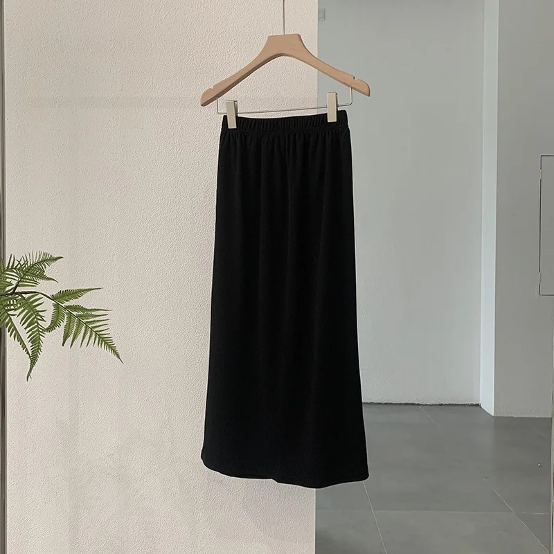 Fashion Elegant Women Basic Elastic High Waist Solid Color Straight Skirt velvet skirt glossy Fashion Elegant Women Basic Elastic High Waist Solid Color Straight Skirt velvet skirt glossy