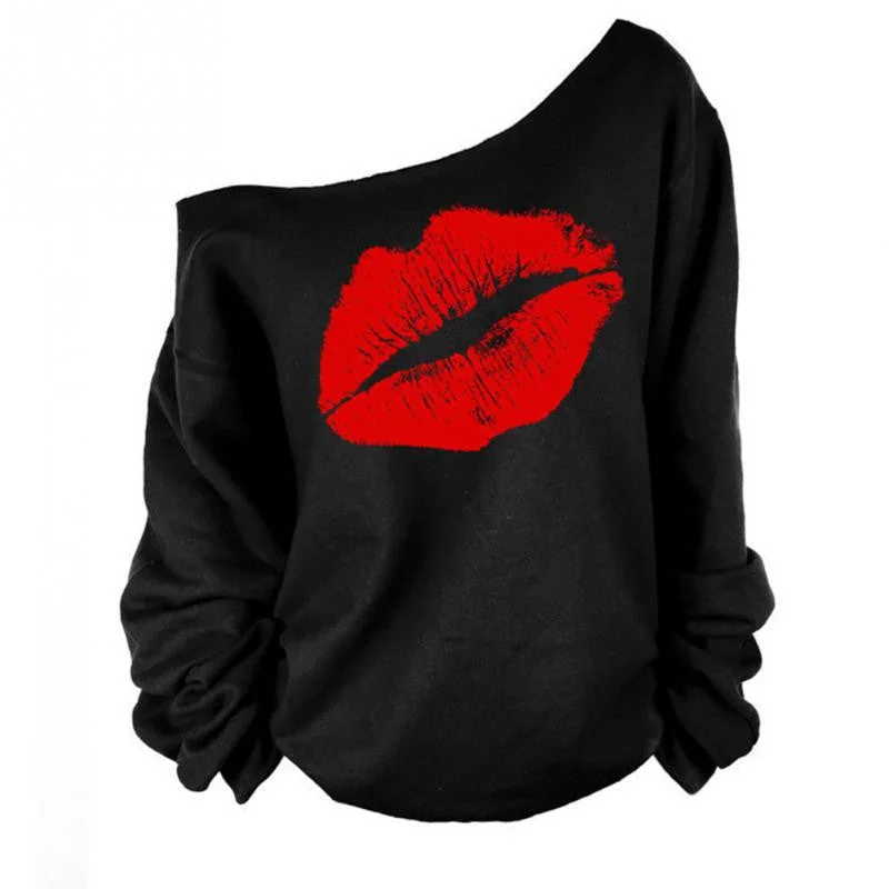 Red White Lips Offset Print Women Tops Long Sleeve Loose Fit Tee Shirts Plus Size Women Clothing Spring Blusas Sweatshirt Hoodie with Lace Feminine Delicate Red White Lips Offset Print Women Tops Long Sleeve Loose Fit Tee Shirts Plus Size Women Clothing Spring Blusas Sweatshirt Hoodie with Lace Feminine Delicate