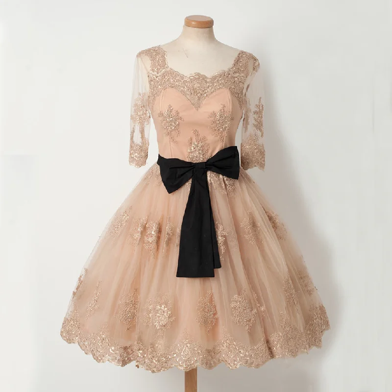 Charming Lace A-Line Homecoming Dress, Short Sleeve Tulle Homecoming Dress, D1320 Tunics Versatile stylish Charming Lace A-Line Homecoming Dress, Short Sleeve Tulle Homecoming Dress, D1320 Tunics Versatile stylish