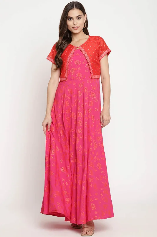 Pink Crepe Orange Khari Print Kurta With Jacket Wool Jacket Cashmere Jacket Tweed Jacket Pink Crepe Orange Khari Print Kurta With Jacket Wool Jacket Cashmere Jacket Tweed Jacket