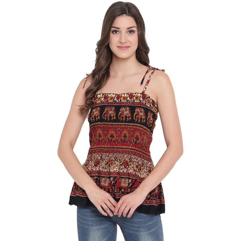 Aawari Cotton Strap Crop Top For Girls and Women AM0075-008-AM075-008 Asymmetrical Pockets Print Aawari Cotton Strap Crop Top For Girls and Women AM0075-008-AM075-008 Asymmetrical Pockets Print