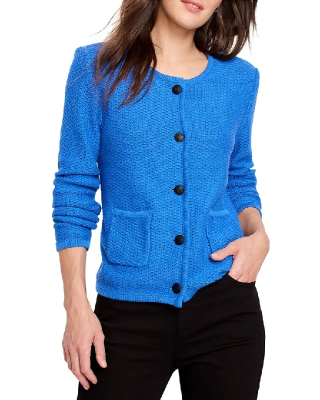 NIC+ZOE Textured Sweater Jacket Boat Neck Shawl Collar Notched Collar