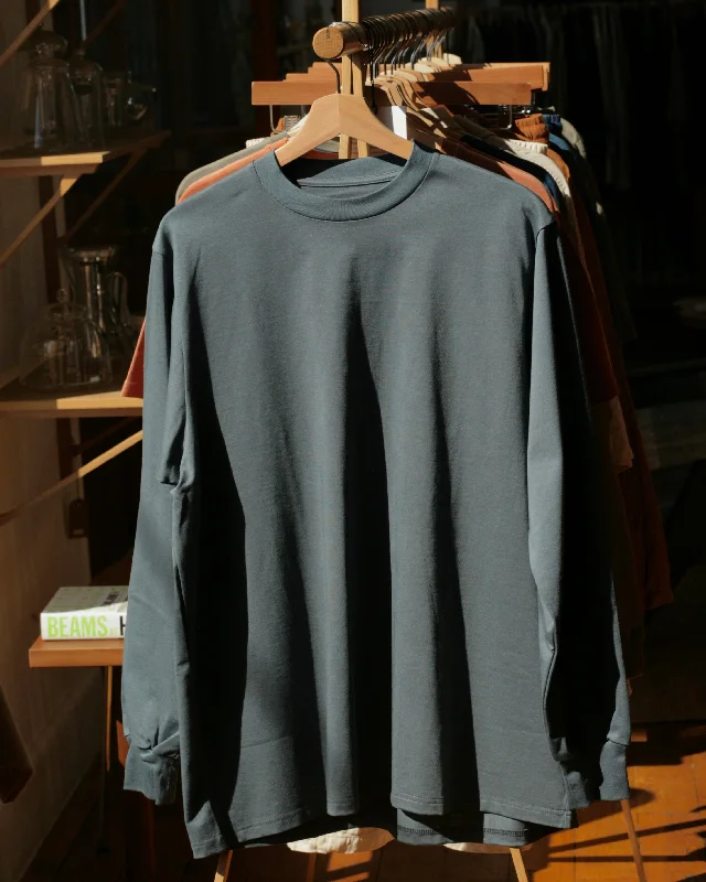 Crew Neck T Long Organic Twin Jersey | Blue Gray Ash Gray Jersey Tee