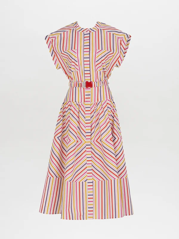 Macarena Dress Golden Magenta Stripes Tunics Ceremony elegant