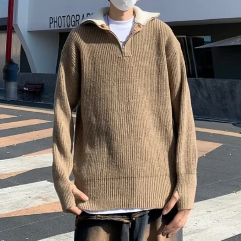 Advbridge Half turtleneck zipper sweater for men and women fall and winter new fashion brand knitwear design fashion casual coat for men Long Sweater Short Sweater Cropped Sweater Advbridge Half turtleneck zipper sweater for men and women fall and winter new fashion brand knitwear design fashion casual coat for men Long Sweater Short Sweater Cropped Sweater