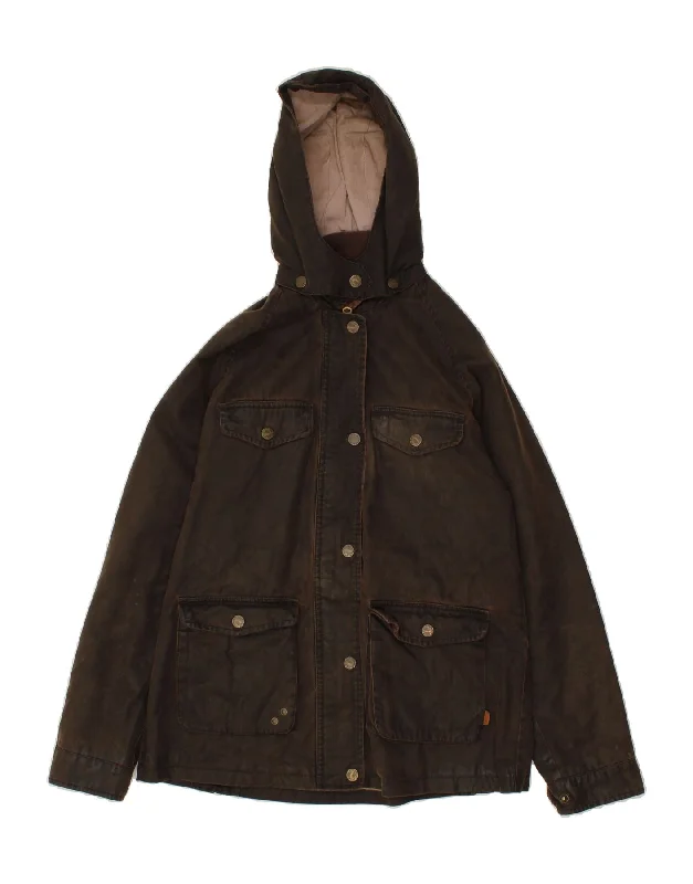 FAT FACE Womens Hooded Waxed Cotton Jacket UK 10 Small Brown Tiered Jacket Buttoned Jacket Zippered Jacket FAT FACE Womens Hooded Waxed Cotton Jacket UK 10 Small Brown Tiered Jacket Buttoned Jacket Zippered Jacket