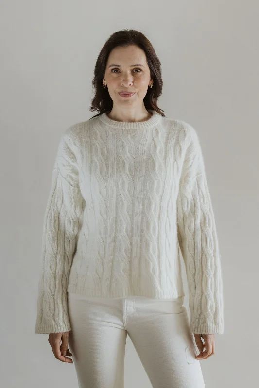 The Merino Angora Cable Jersey- Natural Stylish Jersey Top
